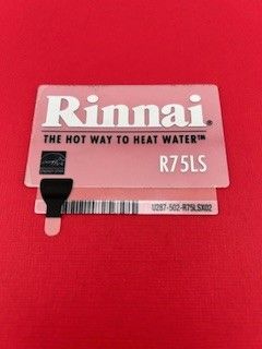 RINNAI REPLACEMENT DECAL FOR FRONT OF R75LS TANKLESS WATER HEATER