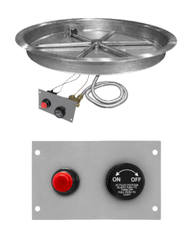 FIREGEAR 25" STAINLESS STEEL ROUND BURNING SPUR GAS FIRE PIT INSERT - BATTERY IGNITION - PROPANE