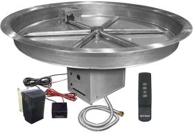 FIREGEAR 29" STAINLESS STEEL ROUND BURNING SPUR GAS FIRE PIT INSERT - BATTERY IGNITION - PROPANE
