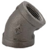 SCHEDULE 40 1" MALLEABLE BLACK IRON 45° ELBOW - IMPORT