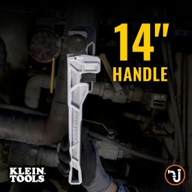 KLEIN TOOLS 14" ADJUSTABLE CAST ALUMINUM PIPE WRENCH