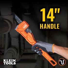 KLEIN TOOLS 14" ADJUSTABLE CAST IRON PIPE WRENCH