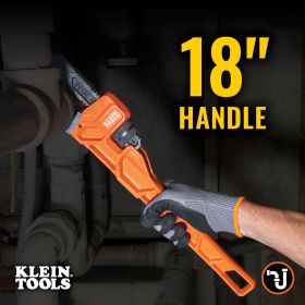 KLEIN TOOLS 18" ADJUSTABLE CAST IRON PIPE WRENCH
