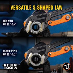 KLEIN TOOLS 13" QUICK-ADJUST S-JAW PIPE WRENCH