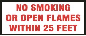 DECAL - V39B - NO SMOKING OR OPEN FLAMES WITHIN 25 FEET - 18" x 12"