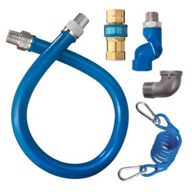 DORMONT 16100 BPQSR-36 BLUE HOSE GAS CONNECTOR KIT WITH QUICK-CONNECT, SWIVEL, & RESTRAINING DEVICE - 1" x 36"