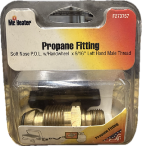 MR HEATER 9/16" LH THREAD x RESTRICTED FLOW SOFT NOSE POL WITH HANDWHEEL