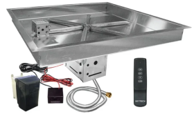 FIREGEAR 20" STAINLESS STEEL SQUARE BURNING SPUR GAS FIRE PIT INSERT - MILLIVOLT IGNITION - PROPANE