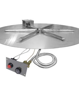 FIREGEAR 29" STAINLESS STEEL ROUND BURNING SPUR GAS FIRE PIT FLAT INSERT - PUSH-BUTTON IGNITION - NAT GAS