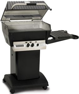 BROILMASTER DELUXE SERIES PROPANE GRILL COMBO WITH BLACK CART BASE AND ONE SIDE SHELF
