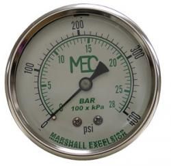 MEJ526 1/4" MNPT BACK MOUNT 2-1/2" 0-400 PSI LIQUID FILLED PRESSURE GAUGE