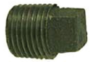 SCHEDULE 40 1/2" MALLEABLE BLACK IRON SQUARE HEAD PLUG - IMPORT