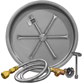FIREGEAR 25" STAINLESS STEEL ROUND BURNING SPUR GAS FIRE PIT INSERT - MANUAL IGNITION - PROPANE