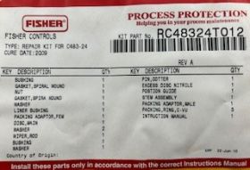 REPAIR KIT FOR FISHER C483 INTERNAL VALVE
