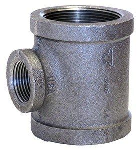 SCHEDULE 40 3/4" x 3/4" x 1/2" BLACK IRON REDUCING TEE