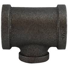 SCHEDULE 40 1" x 1" x 3/4" MALLEABLE BLACK IRON REDUCING TEE - IMPORT