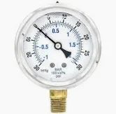 1/4" MPT GAUGE - 0-30 PSI GLYCERIN FILLED - 2-1/2" DIAL