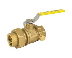 JOMAR 160-104 3/4" FNPT BRASS BALL VALVE WITH UNION END & TEST PORT - FULL PORT