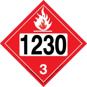 PLACARD - V1230 - METHANOL DIAMOND - 10-5/8" x 10-5/8"