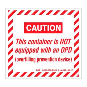 DECAL - V128 - CONTAINER  NOT EQUIPPED WITH AN OPD - 4" x 3-3/4"