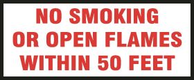 DECAL - V26B - NO SMOKING OR OPEN FLAMES WITHIN 50 FEET - 18" x 12"