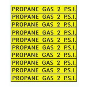 DECAL - V62 - PROPANE GAS 2 P.S.I. SHEET - 3" x 3/8"
