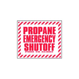 DECAL - V82 - EMERGENCY SHUT-OFF / PUSH TO CLOSE - 12" x 10"